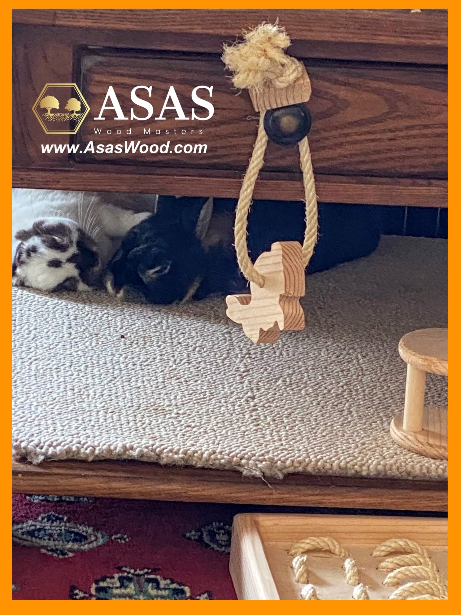 wooden toys for bunny rabbit, made by Asaswood